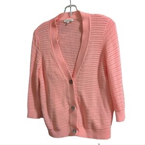 Northern Reflections Pink Knit Cardigan Women’s 3/4 Sleeve Button Up Sweater